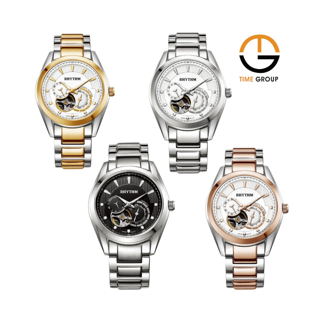 JAM TANGAN PRIA RHYTHM AUTOMATIC A1402 S01 S02 S03 S04 SILVER STAINLESS STRAP
