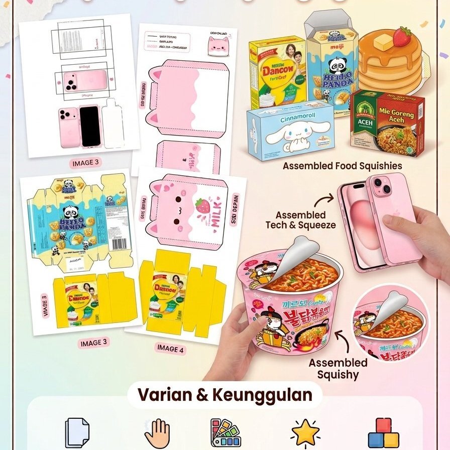 [VIRAL] Paper Squishy Homemade / Mainan Squishy Kertas Lucu Unik Imut Relief Stress / Mainan Anak Ed