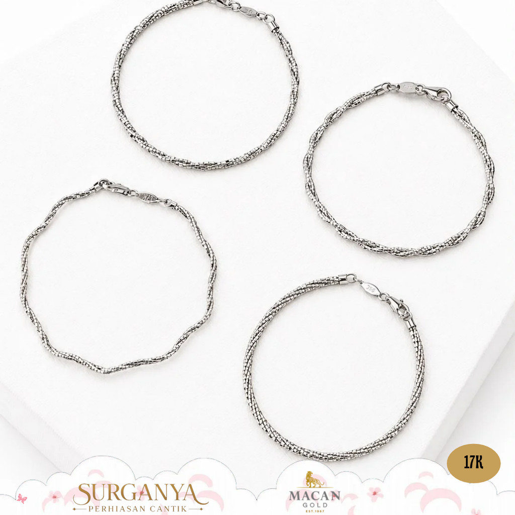 Gelang Choker Emas Putih Kadar 17K Variasi Model Macan Gold