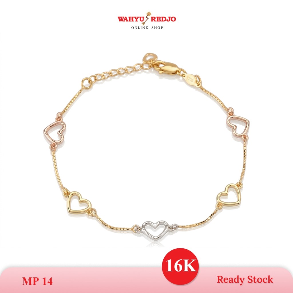 WAHYU REDJO - GELANG EMAS 16K HWT MODEL LOVE KOMBI ELEGAN & STYLISH (PMR)