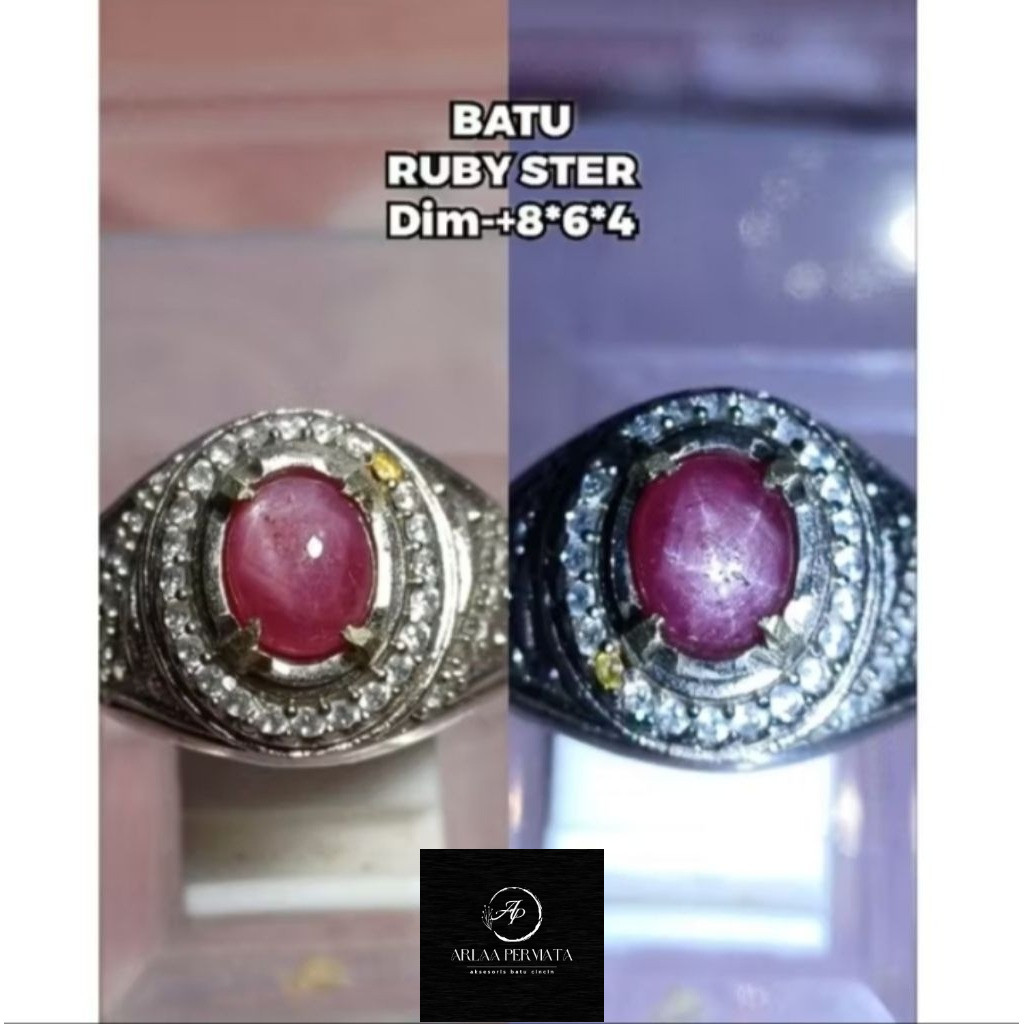 Cincin permata merah Ruby ster tajem