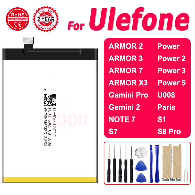 100% New Replacement Battery For Ulefone Armor 2 3  7 X3 Gemini POWER 2 5 S1 S7 S8 Pro Rechargeable 