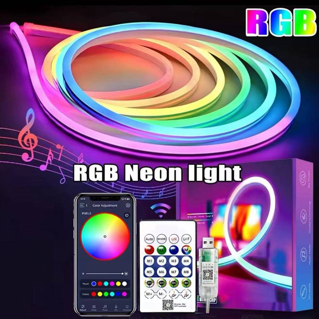 LAMPU LED RGB NEON FLEXIBLE RUNNING 5 METER / LAMPU LED RGB 5V BLUETOOTH