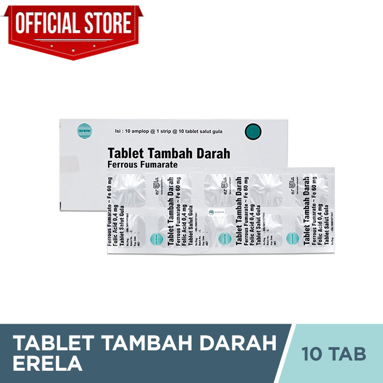 [TERLARIS] Tablet Tambah Darah Erela 10 Tablet - Suplemen Penambah Darah