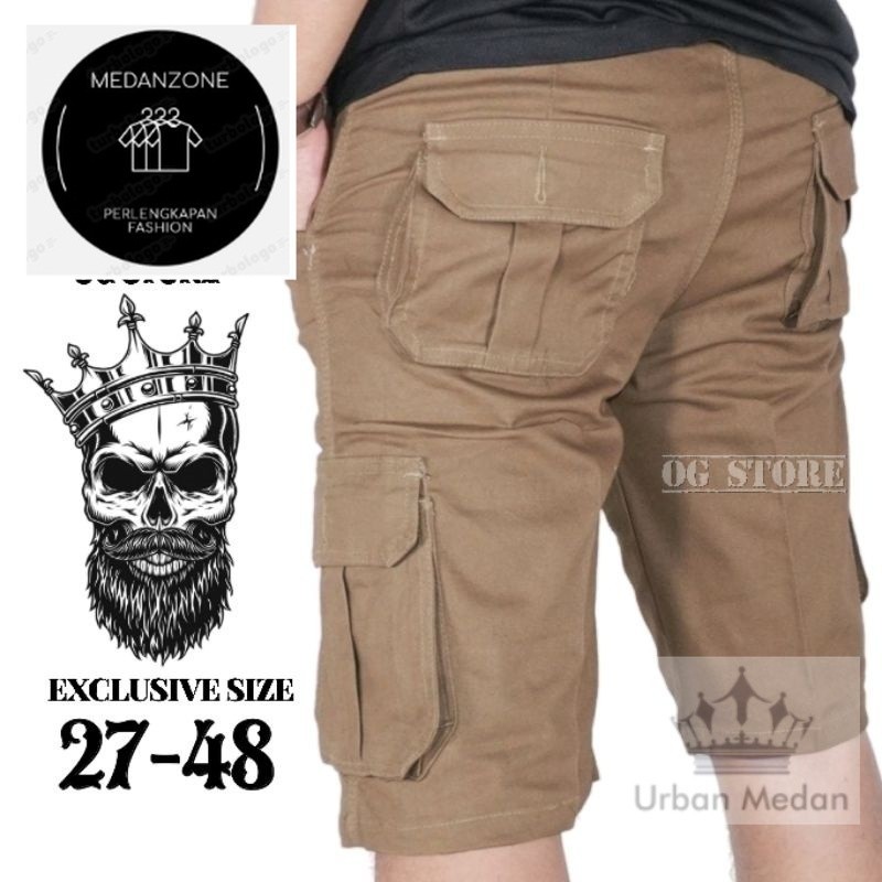 Celana Pendek Cargo Pria Bahan Katun Melar Jumbo Big Size