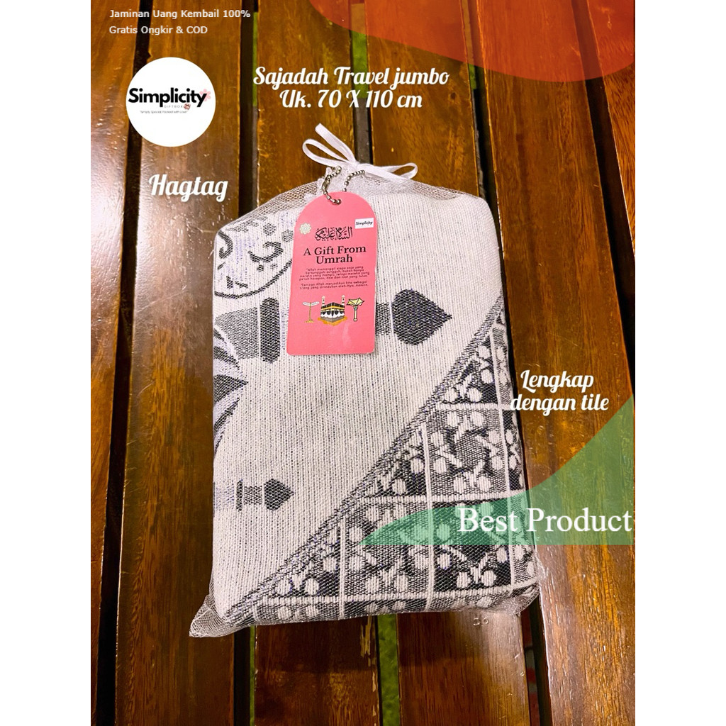 Souvenir Sajadah Jumbo 110x70cm Souvenir Haji Umroh Aqiqah Tahlilan Lebaran Idul Fitri + Tile & Tag 