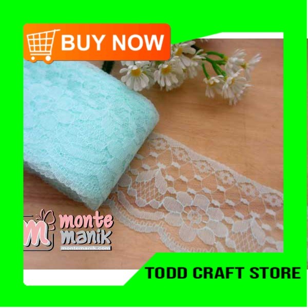 TODD CRAFT Renda Air Lebar 6 cm Hijau Tosca (TILE-09) KERAJINAN TANGAN BEADWORKS BAHAN CRAFT