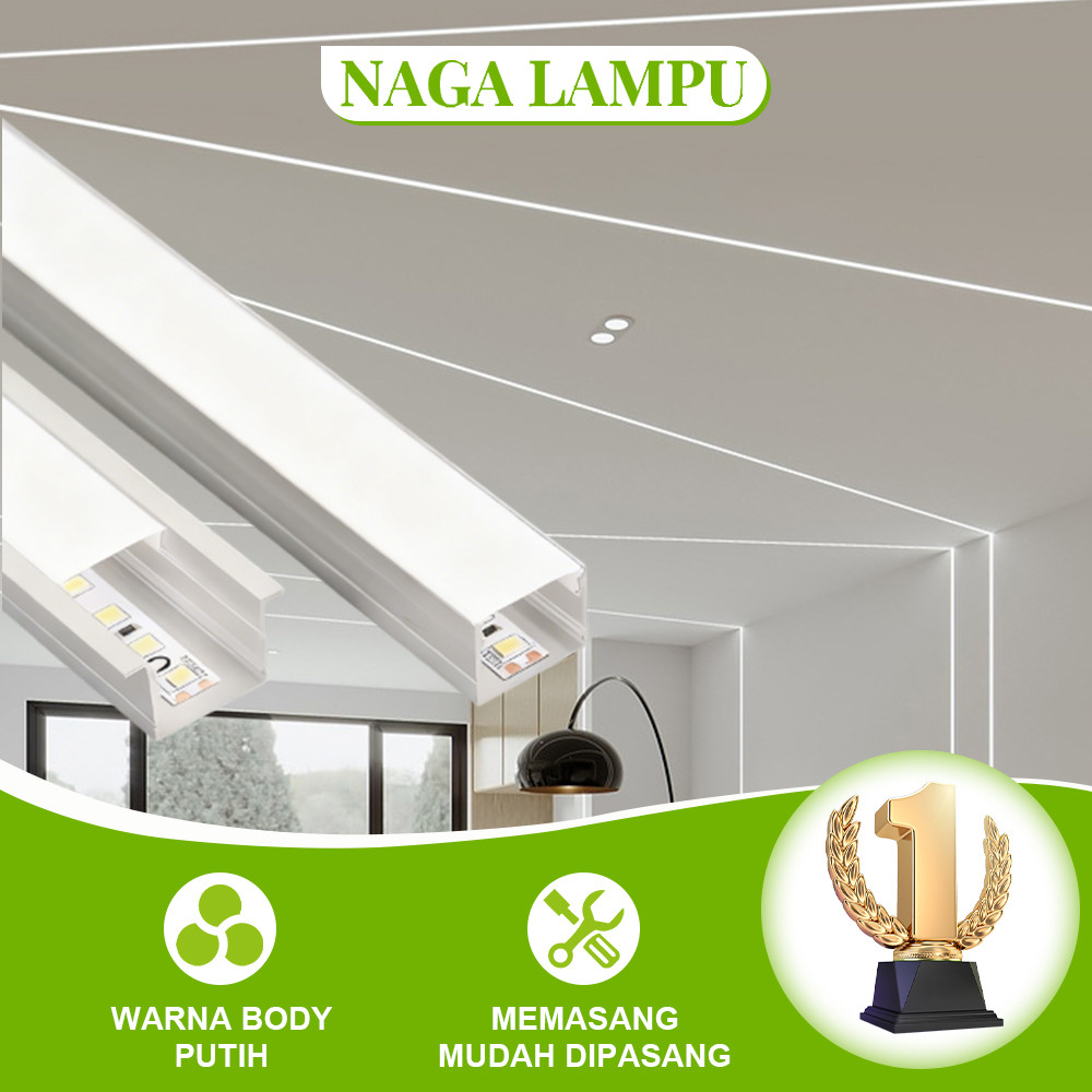 Profil Aluminium LED Strip Housing 1m 2m 3m Casing Lampu LED Rigid Cover PC Milky Alumunium Pelindun