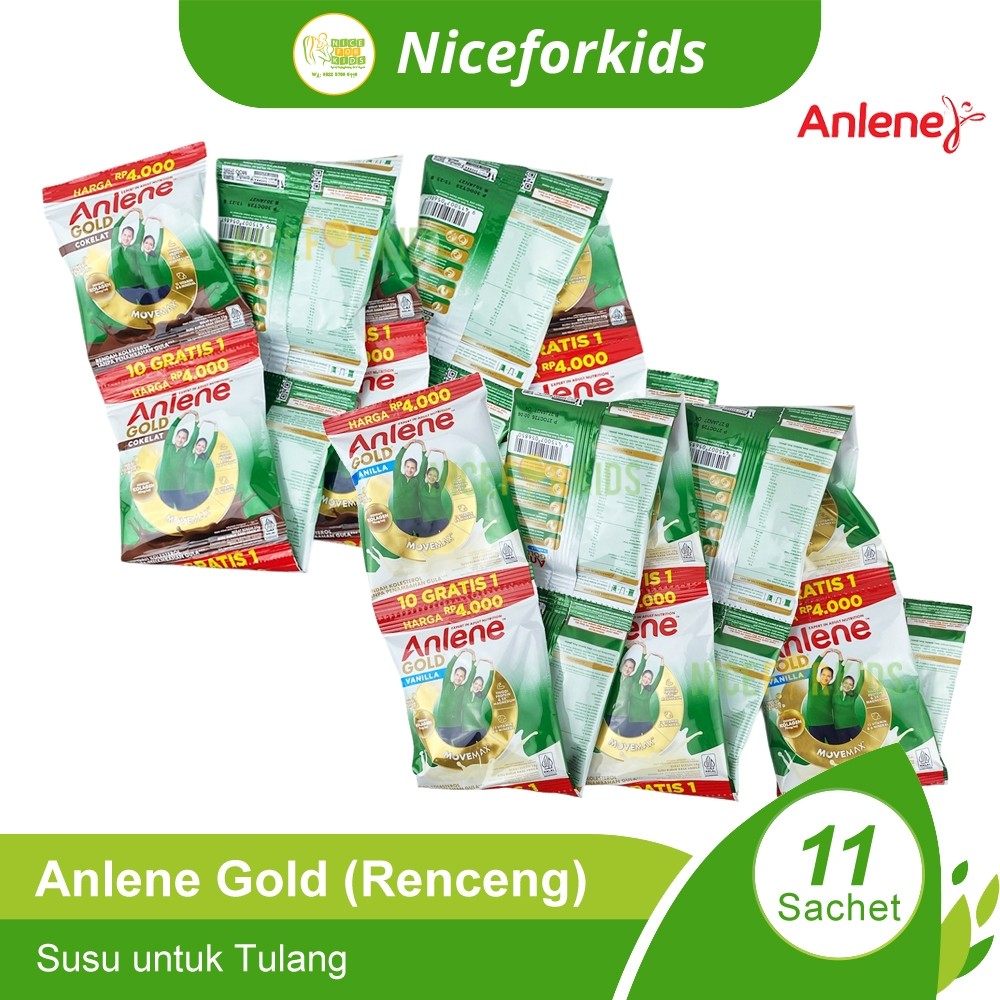 Anlene Gold 5X Renceng Isi 10 x 25gr Susu Bubuk Tinggi Kalsium untuk Lansia 50+ / Susu Anlene Gold /