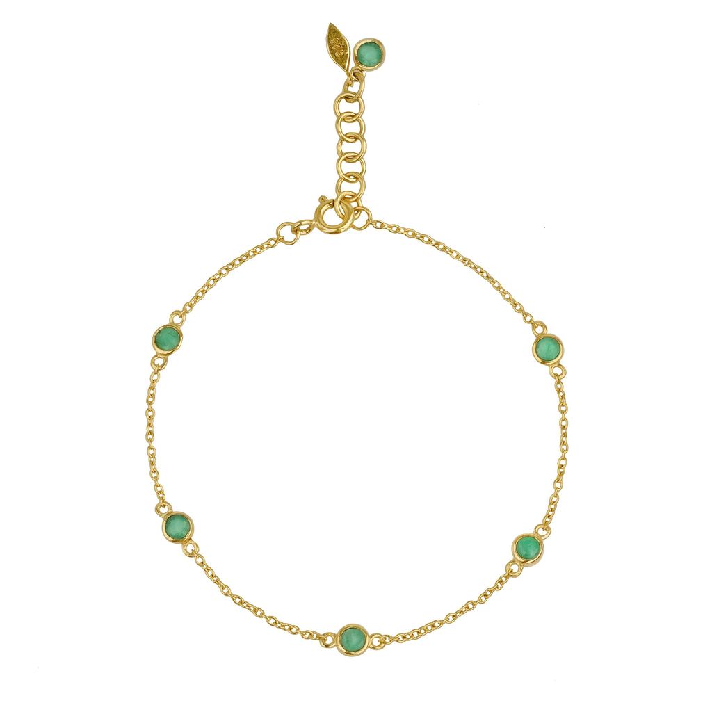 Zambian Emerald Bezel Distance Bracelet - Gold Vermeil