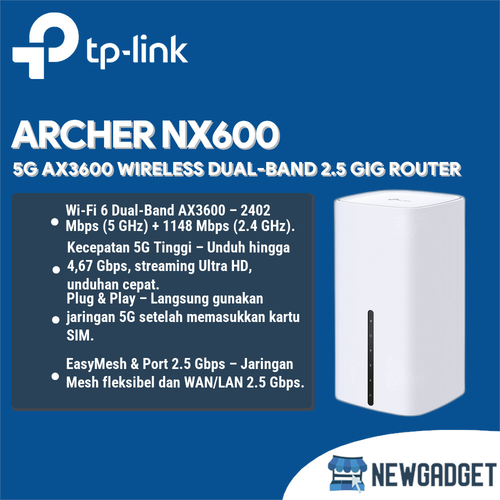 TP-LINK ARCHER NX600 5G AX3600 WIRELESS DUAL-BAND 2.5 GIG ROUTER