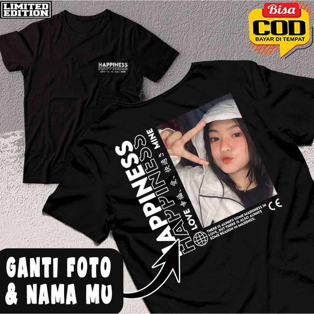 KAOS Desain Aesthetic / Kaos Foto Bucin Viral / Bisa Ubah Foto Kamu/Pacar Kamu / Kaos Sablon Foto DT