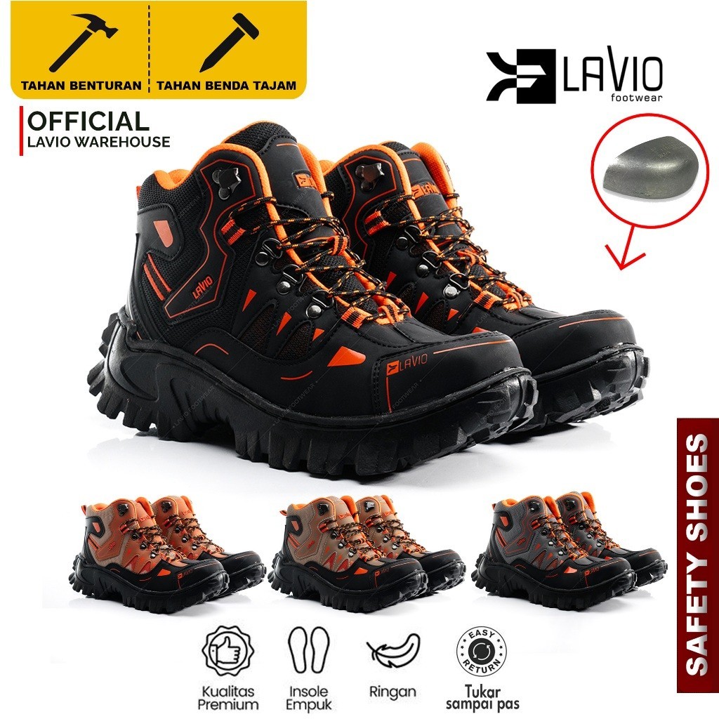 LAVIO SEPATU SAFETY ORIGINAL UJUNG BESI MUNCAK GUNUNG SEPATU SEPTI PRIA LAVIO GRADIEN