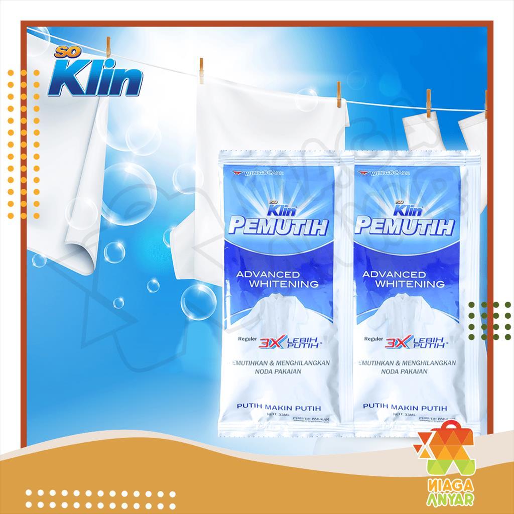 SOKLIN Cairan Pemutih Pakaian Sachet / Deterjen Pemutih Anti Noda / So Klin Pemutih Satuan