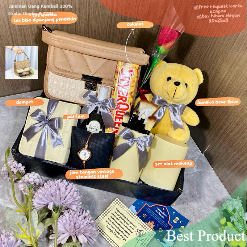 PAKET KADO LENGKAP SERBAGUNA HAMPERS WANITA GIFTBOX ULANG TAHUN WISUDA WEDDING ANNIVERSARY/ GEMAS TE