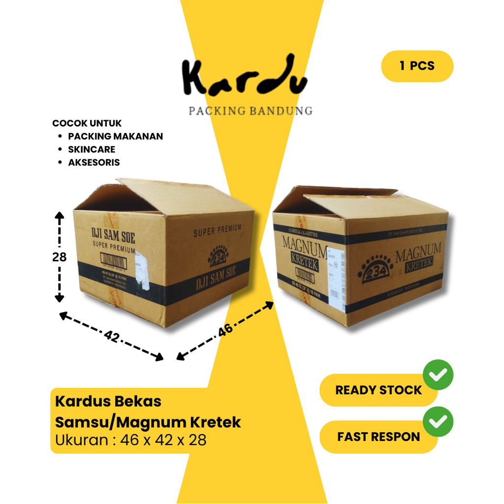 Kardus Bekas Samsu/Magnum Kretek | Kardus Packing Barang | Harga Murah Per Pcs | Kondisi Layak Pakai