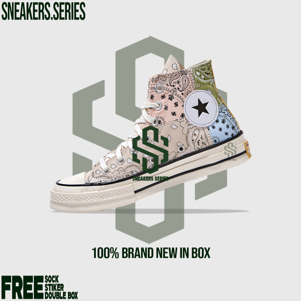 Sepatu Converse Chuck Taylor 70s x Offspring Paisley Beige Hi 100% BNIB