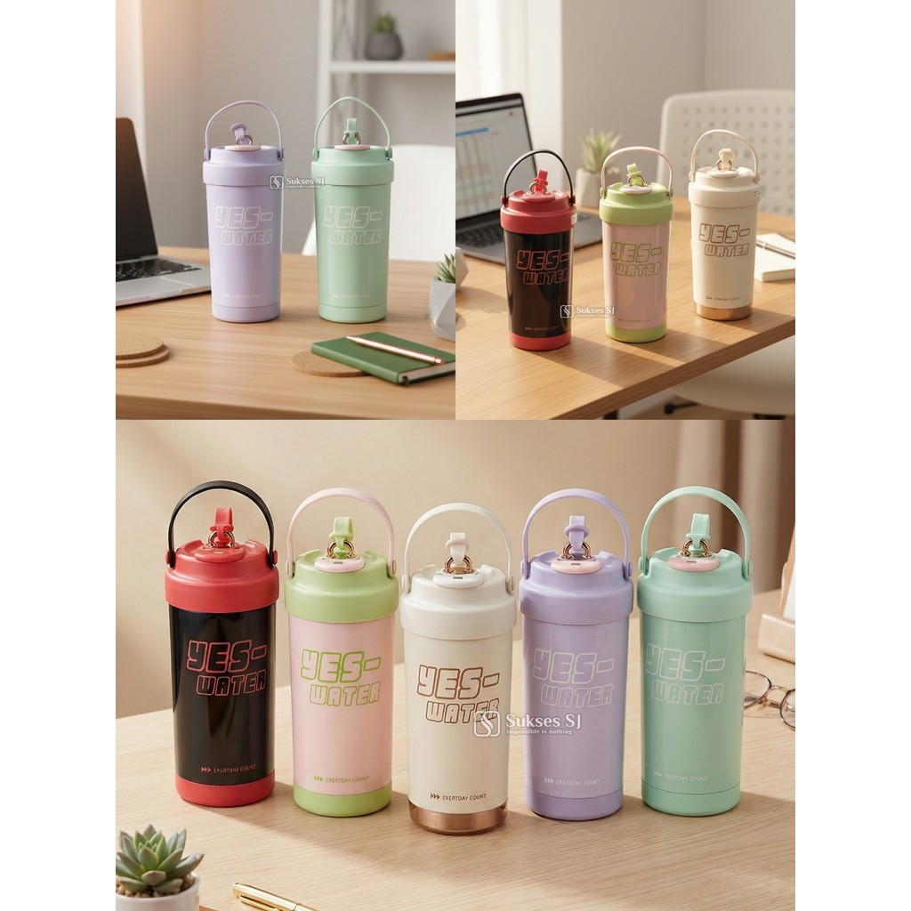 SR Tumbler 9281 500Ml | Tumbler YES-WATER Pastel Series - Gelas Minum Stainless Aesthetic Modern