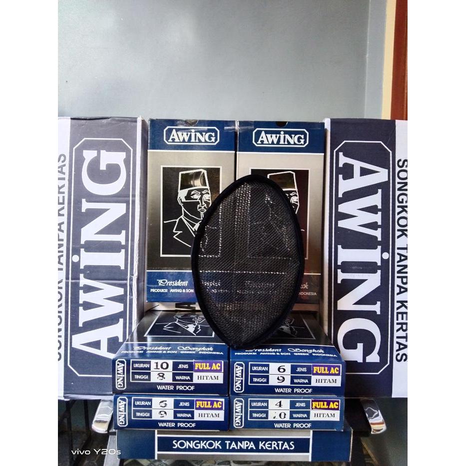 Promo Lebaran SONGKOK AWING FULL AC HITAM - tinggi 10, UKURAN 3