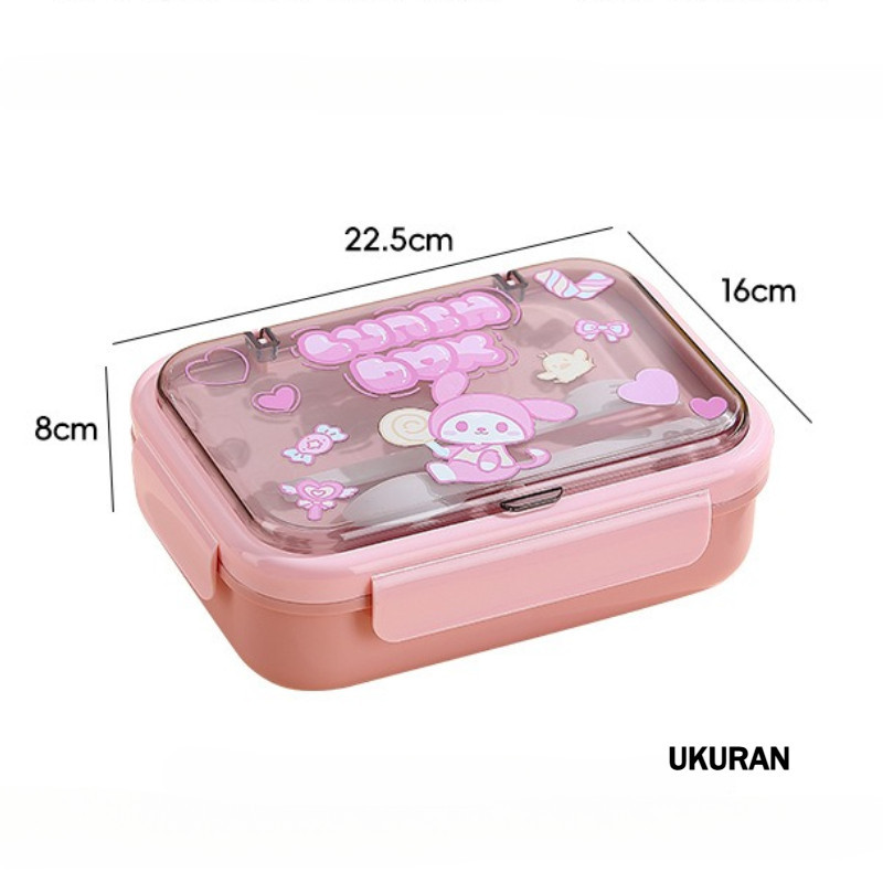 GROWSIR Kotak Makan / Lunch Box Anak 5 sekat 1200ml – Bento Box Set Sendok Garpu BPA FREE
