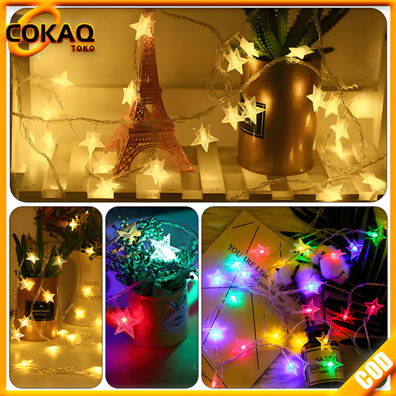 COKAQ 2/3/5M Lampu Tumblr Bintang Dekor Ruangan Lampu Ramadhan Lampu Kelap Kelip Lampu Hias Kamar La