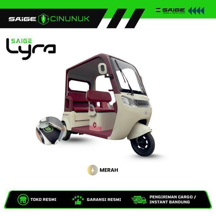 Promo Diskon PROMO SAIGE Sepeda Listrik Lyra Roda 3 dengan Motor 800Watt Baterai 60V 20AH & Bluetoot