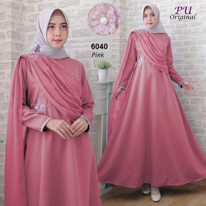 5320 Gamis biru muda soft pastel gamis terbaru hias mutiara murah 5819 - Biru