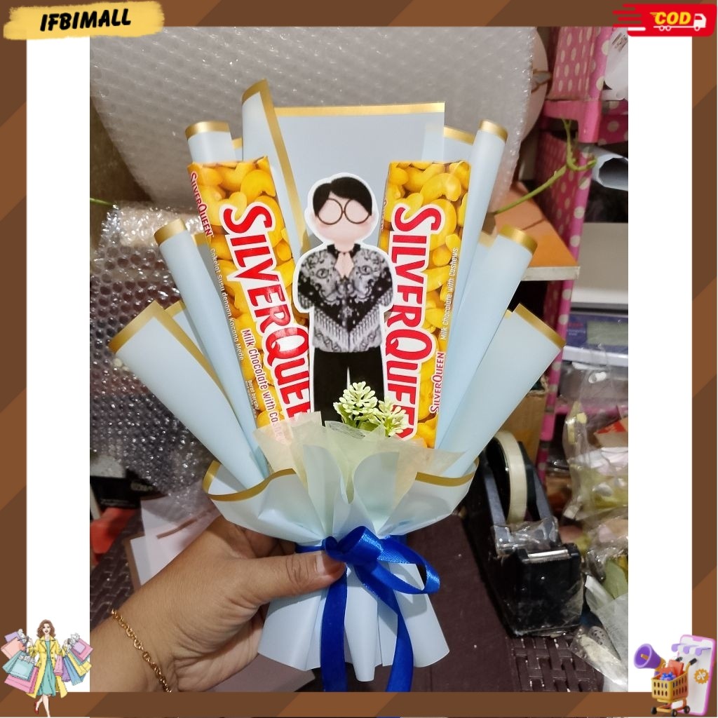 buket mini coklat Silverqueen Cadbury bucket snack mini bouquet hadiah ulang tahun hari guru wisuda 