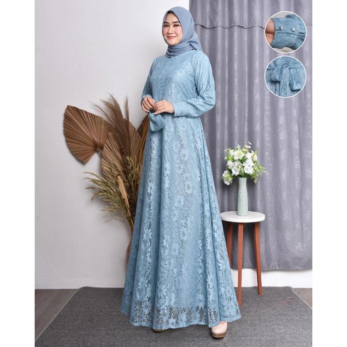 Gamis Burkat Tearu Bahan Import  / Gamis Jumbo  / Gami - Denim, 3XL