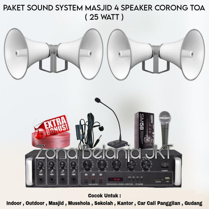 Paket Sound System Toa Masjid Mushola 4 Speaker Toa 25 Watt ( SET 2 )