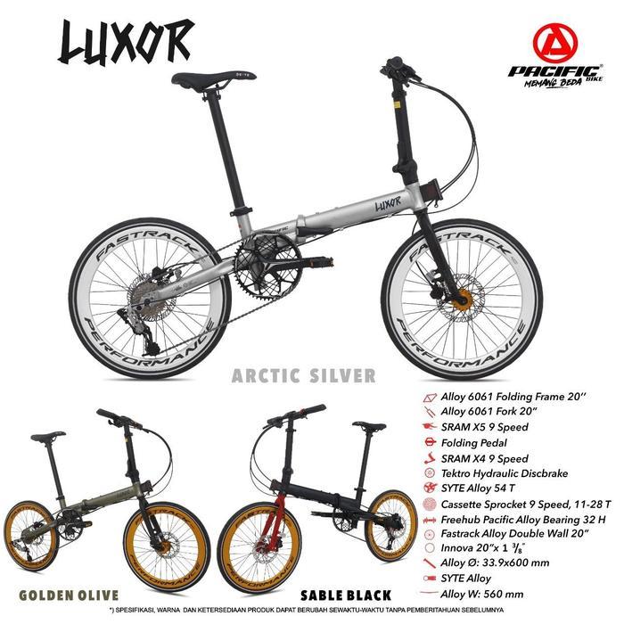 Sepeda Lipat 20 Pacific Luxor alloy Hidrolik 9 speed murah