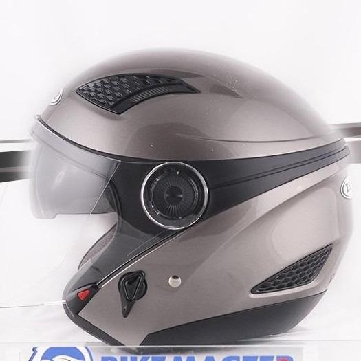 READY Helm Zeus ZS-610 Dark Silver Half Face NEW - M