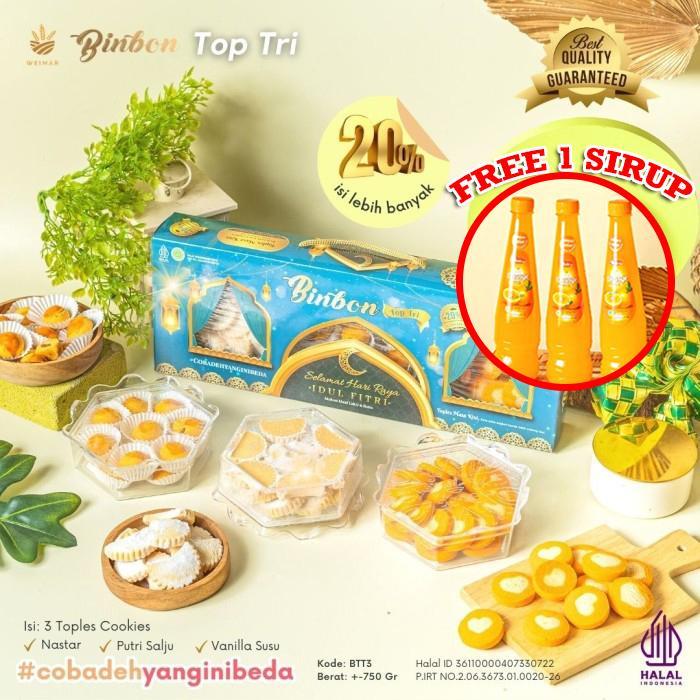 Promo Apazada - Kue Kering Lebaran Binbon Top Tri Squash Halal / Hampers Kue Lebaran Paket 3 Toples 