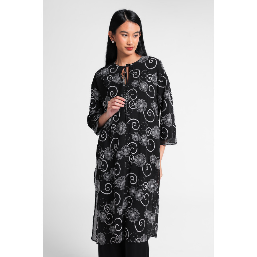 MINIMAL - Glenna - Tunic Dress Embroidery - Black