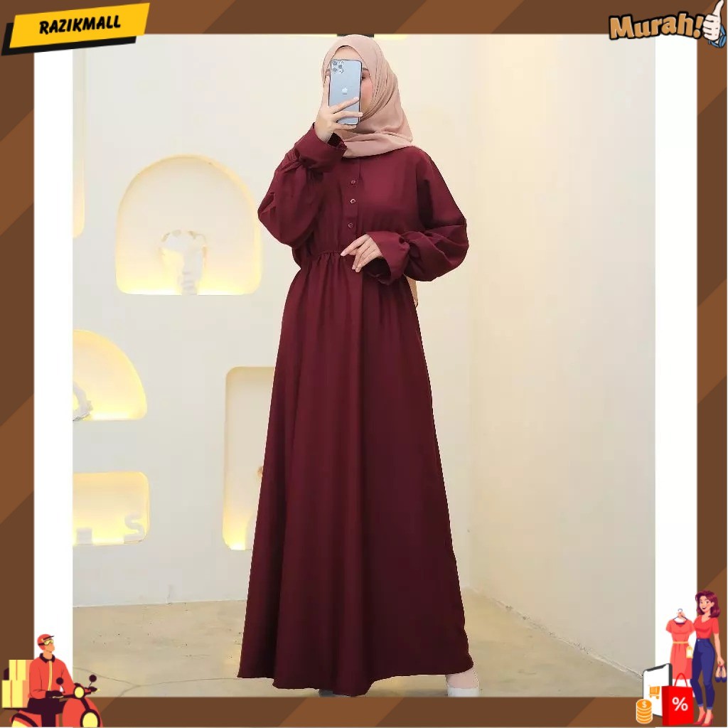 Dress Gamis Wanita Muslim Terbaru Mewah / Dress Gamis Polos Kondangan Simple dan Elegan