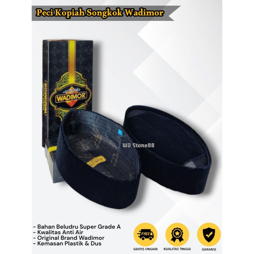 Songkok Peci Wadimor AC Hitam Polos Kopiah Nasional KEREN Santri Gus Baha 2026 Pria Dewasa Original