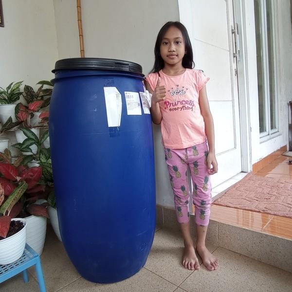 Tong plastik / Drum air / Drum tempat sampah 150 Liter L - Biru