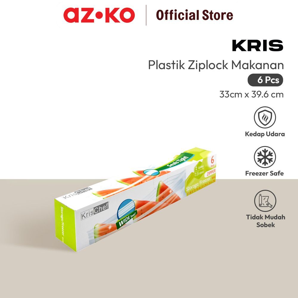AZKO Kris Set 6 Pcs Plastik Makanan Double Zipper Jumbo Packaging Pembungkus Makanan Kantong Pengema