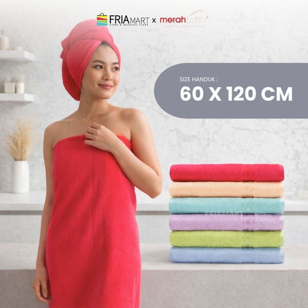 PROMO MERAH PUTIH - Handuk MANDI 60x120 JUMBO POLOS FRIAmart