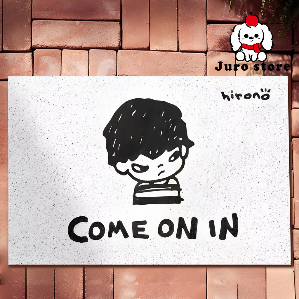 JURO Keset Outdoor Hirono Popmart Penyerap Air Anti Selip ,Keset Pintu, Keset Kulit Berkualitas Ting