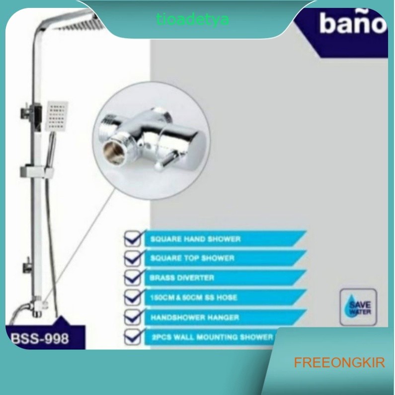SHOWER TIANG KOTAK BANO SHOWER SET STAINLESS STEEL