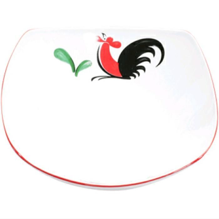 KOPIN Mangkok Keramik Ayam Jago Kotak Segi Empat 7" Inch