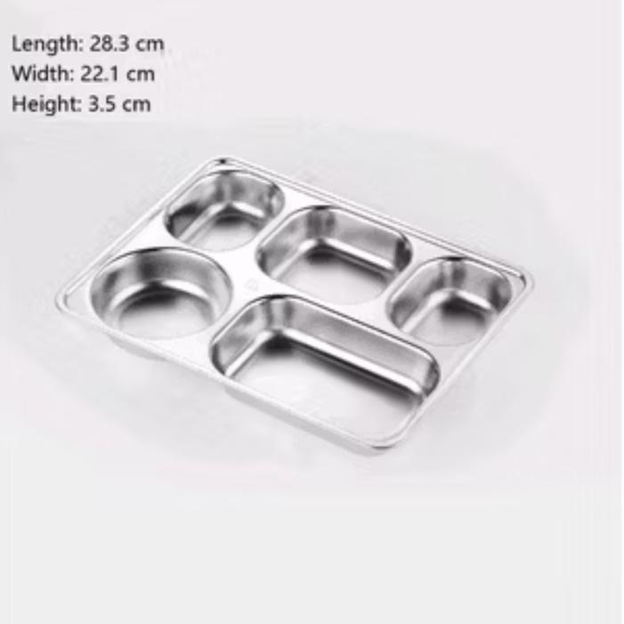 lunch box 5 sekat / piring makan stainless stell 5 sekat / wadah saji stainless 5 sekat / lunch box 