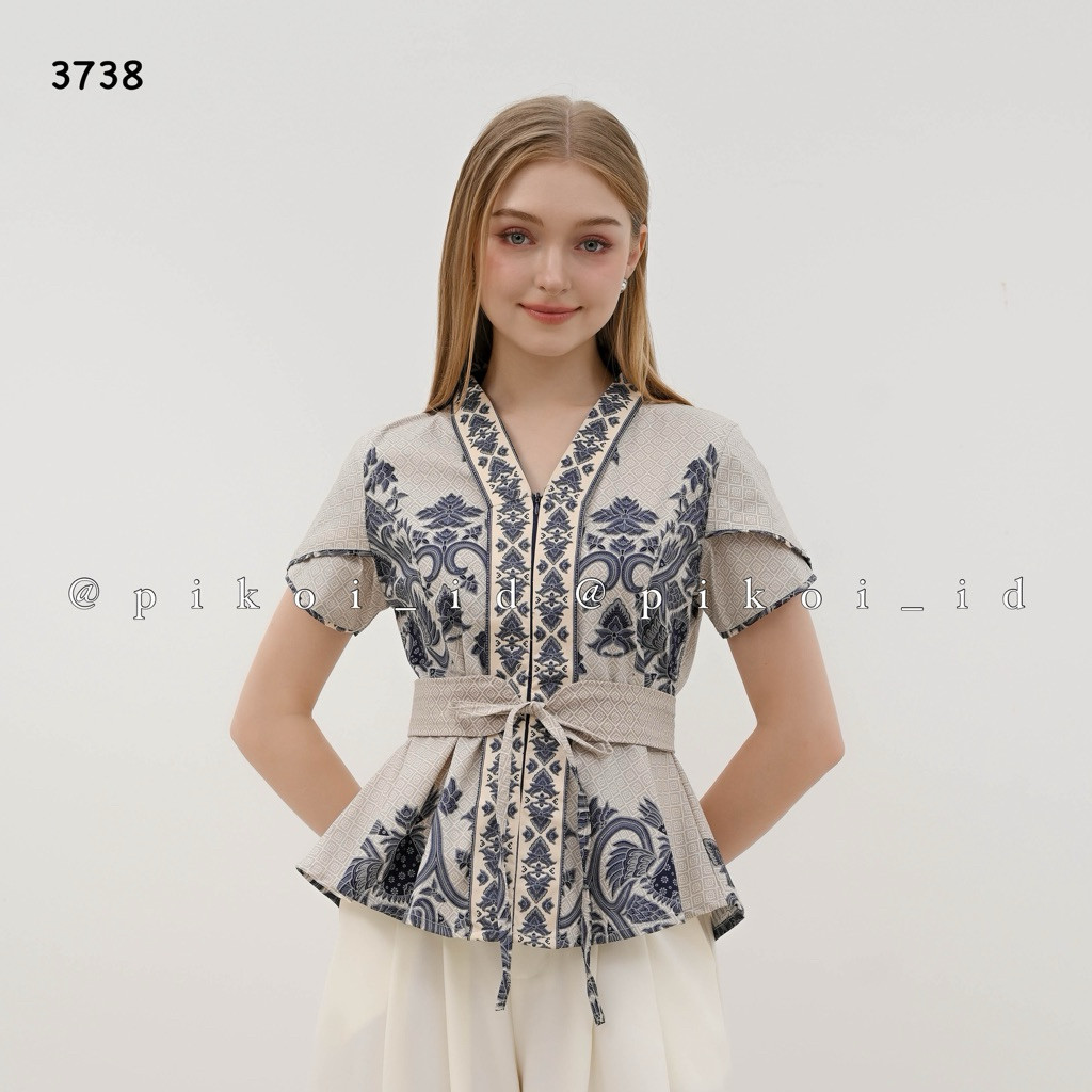 SERESHOP Atasan batik wanita lengan pendek busui friendly / baju batik wanita modern FREE BELT lenga