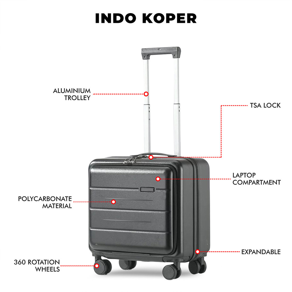 Indo Koper Kabin Pesawat Mini Size 18 Inch Laptop/Tab Compartment Style Bukaan Depan - 034