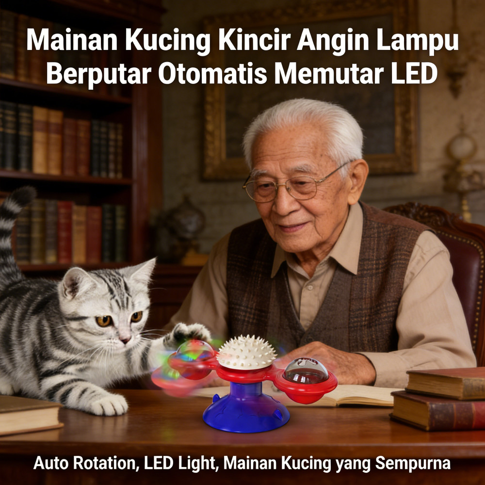 Kucing Memutar Kincir Angin Putar Lampu Berputar Otomatis Mainan