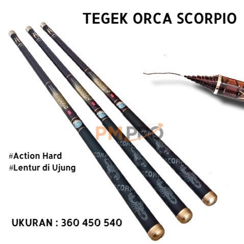 Joran Pancing Tegek Carbon Orca Scorpio 360 450 540 Original Ringan Kaku Kuat Gratis Ongkir