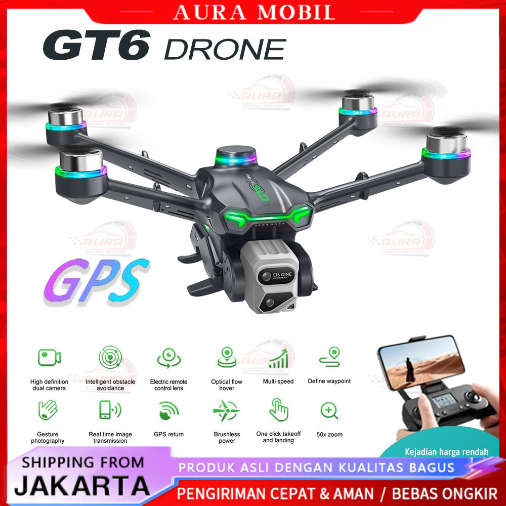 Sistem penentuan posisi GPS drone GT6 mendukung penerbangan pada ketinggian 200 meter dan jarak 1000
