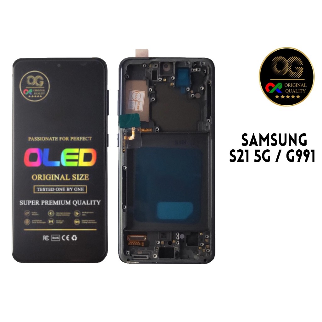 (OG SUPER)  LCD SAMSUNG S21 5G / G991 + FRAME + FINGER OLED OG FULLSET TOUCHSCREEN