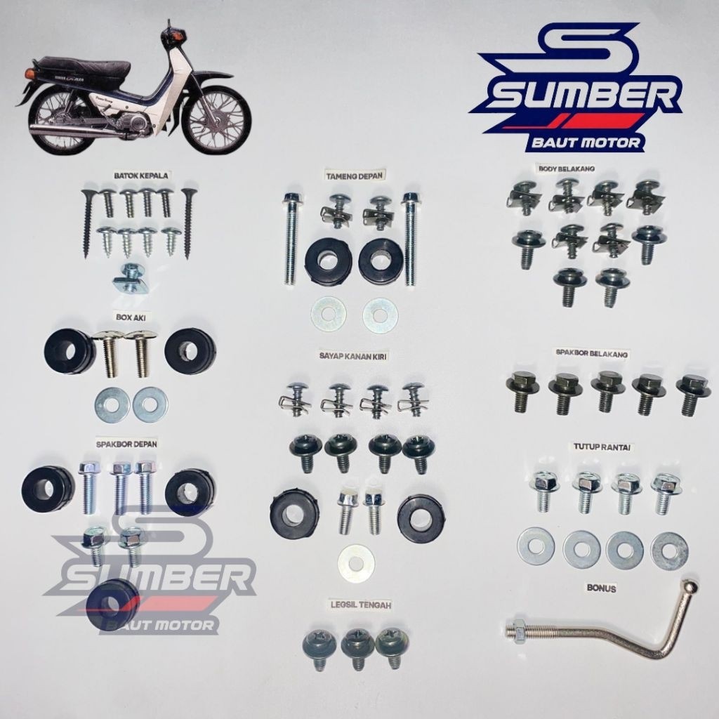 Baut yamaha alfa full body termasuk karet / baut full body yamaha alfa terlengkap